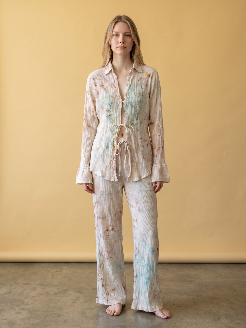 Tie Dyed Crinkle Lounge Set Bali Resort Set XS/S Organic Cotton Eco Tale of Two